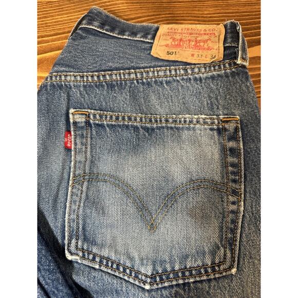 Levi's 501 vtg Jeans 33x34 Mens Straight Leg Button Fly Denim Vintage Pants - Picture 2 of 7